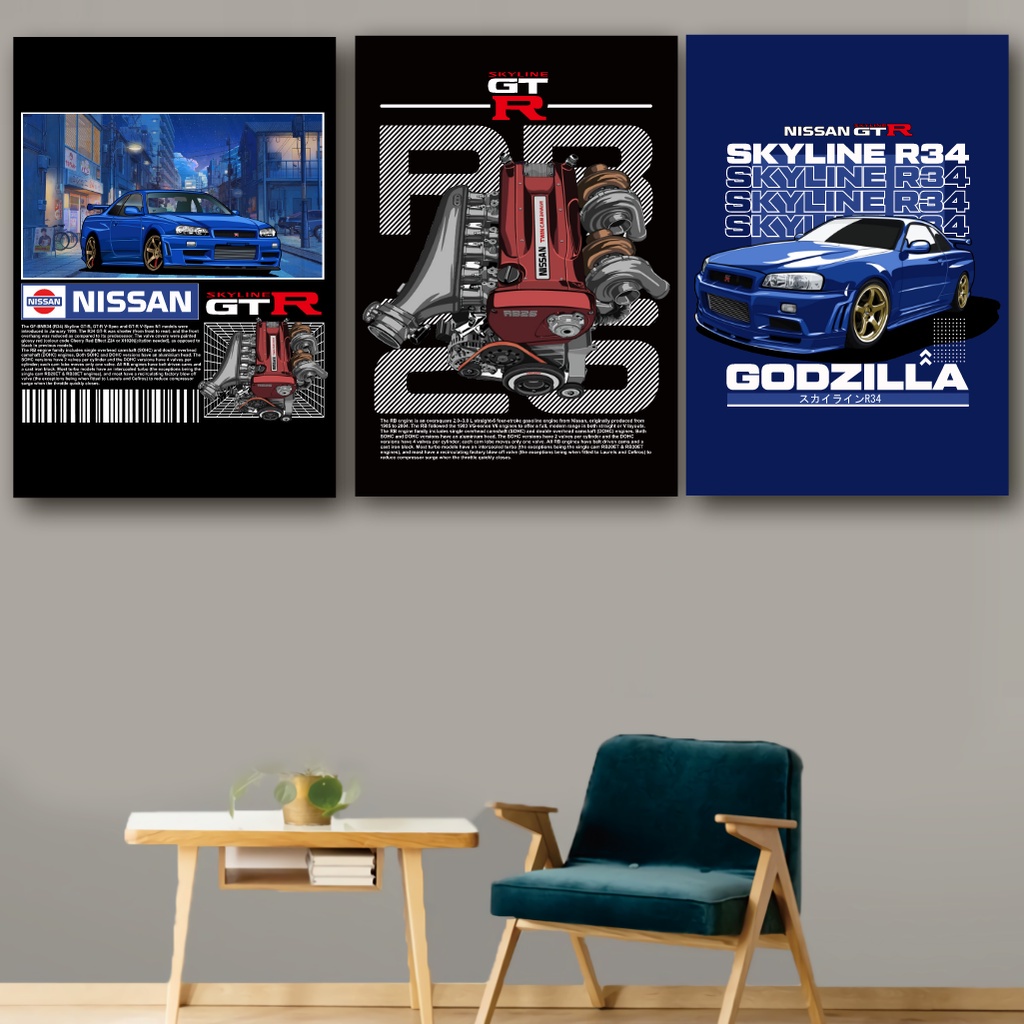 KARIMAKE Poster Kayu RACING NISSAN SKYLINE R34 JDM LEGEND