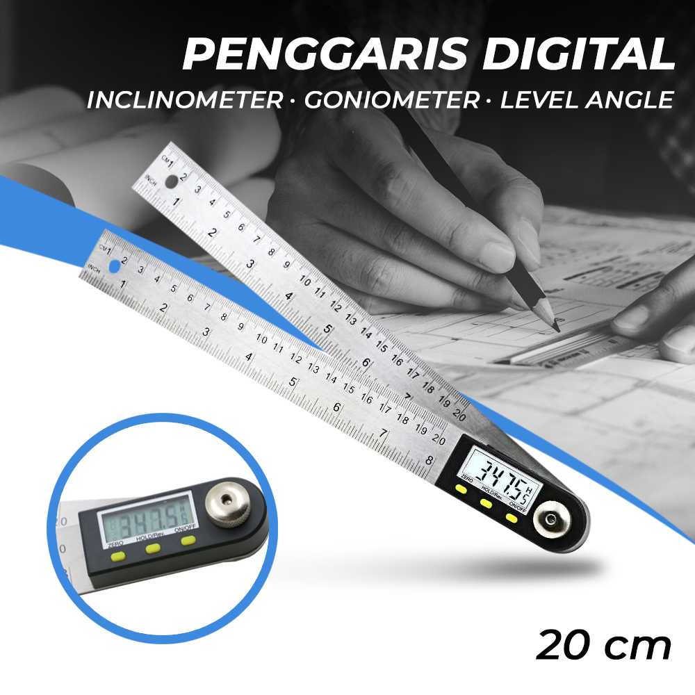 (BISA COD) FTIHSHP JIGONG Penggaris Digital Inclinometer Goniometer Level Angle 20 cm - TL454