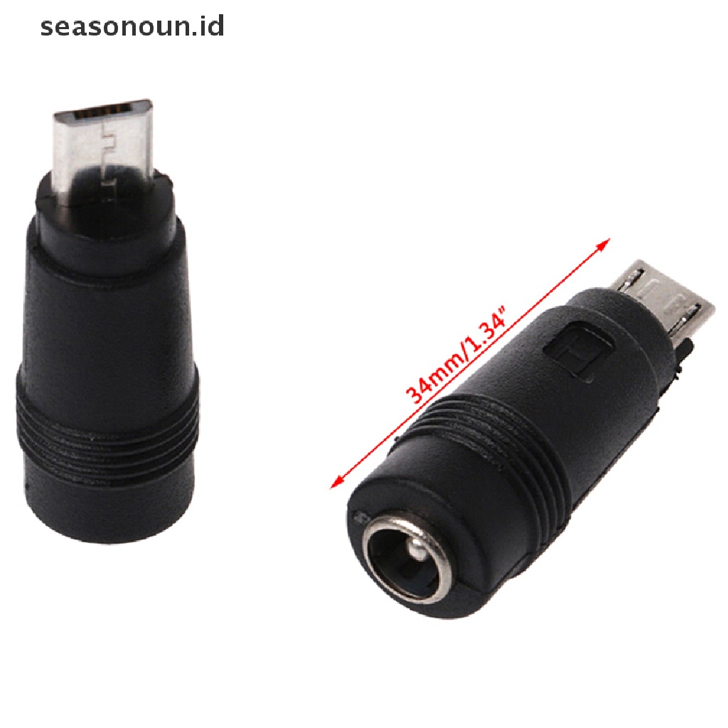 Seasonoun 2Pcs DC 5.5 * 2.1mm female jack plug Ke micro USB 5pin male power converter.