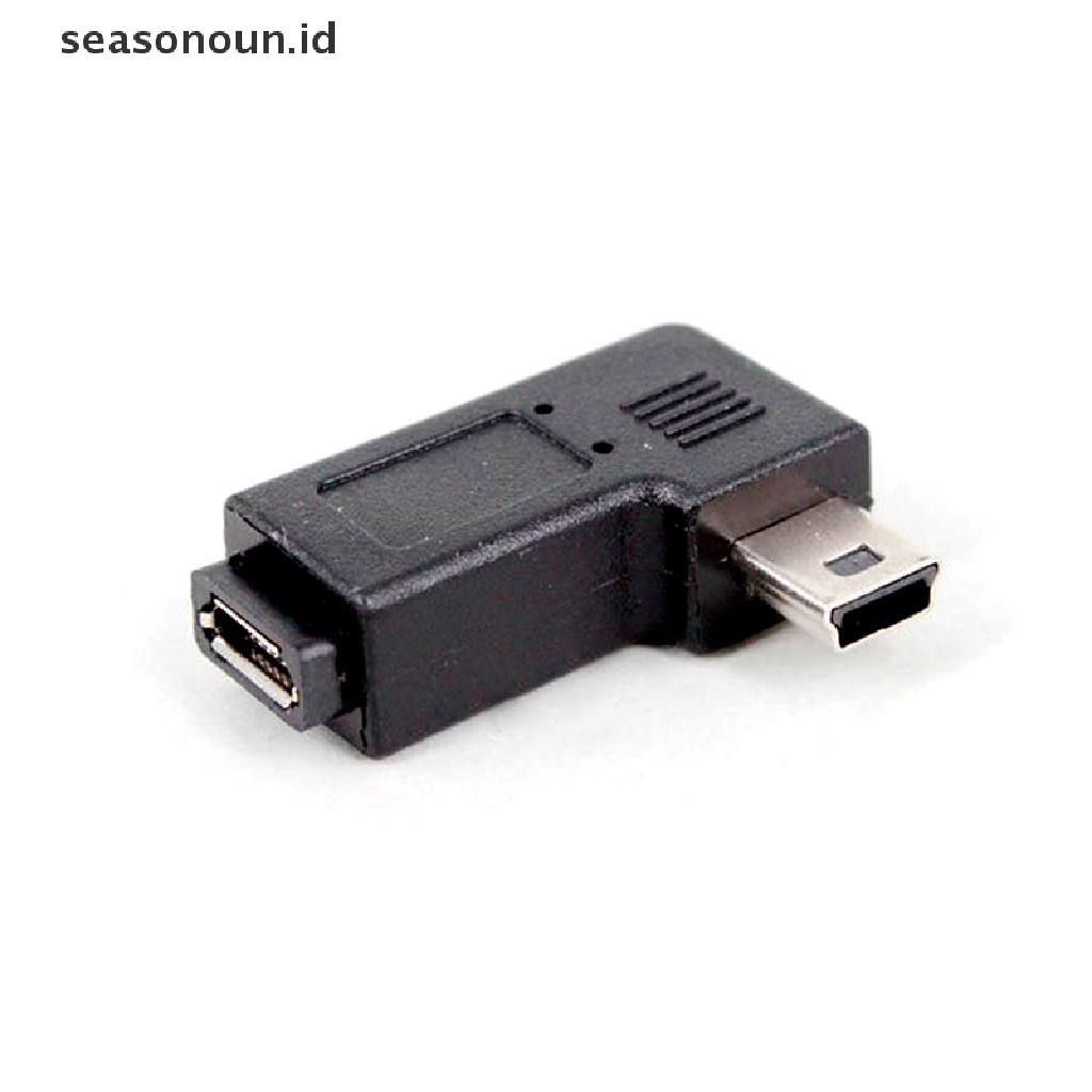 Seasonoun 90derajat Sudut Kanan Kiri Mini USB Type A Male To Micro USB Female Adapter.