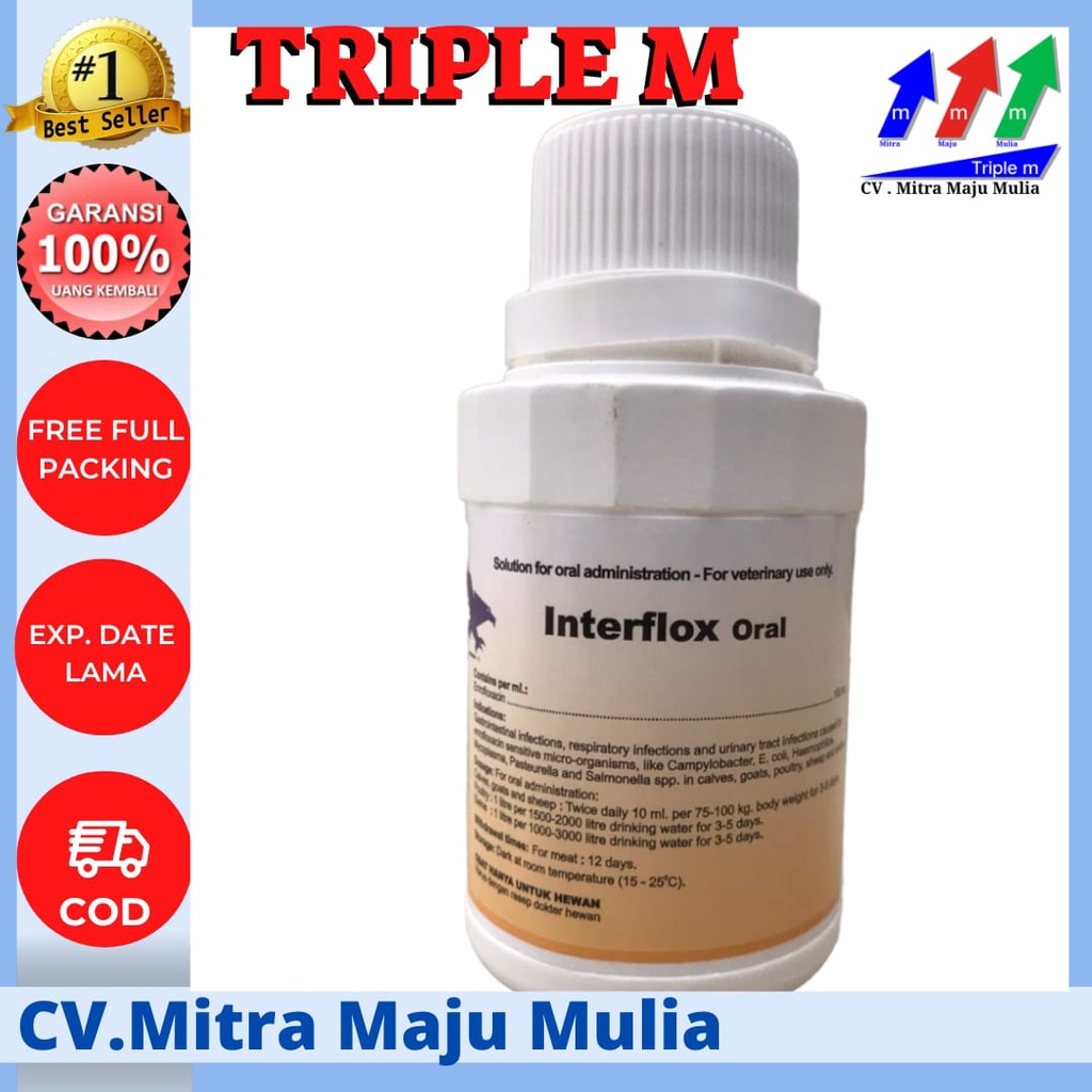 INTERFLOX ORAL 100 ml Obat Flu Diare Sapi Kambing Ayam Kelinci Kuda Anjing Kucing Babi