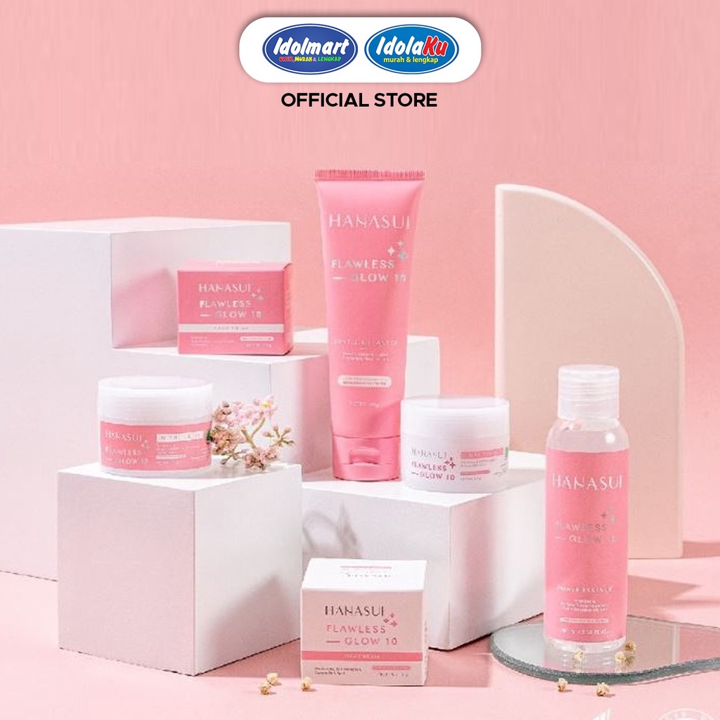 IDOLAKU Hanasui Flawless Glow 10 Gentle Cleanser / Power Essence / Day Cream / Night Cream