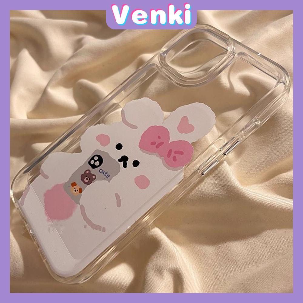 Case for iPhone 11 Soft TPU Clear Space Case Cute Cartoon Rabbit Plating Buttons Camera Protection ShockProof for iPhone 14 13 12 12 Plus 6 8 Plus XR XS