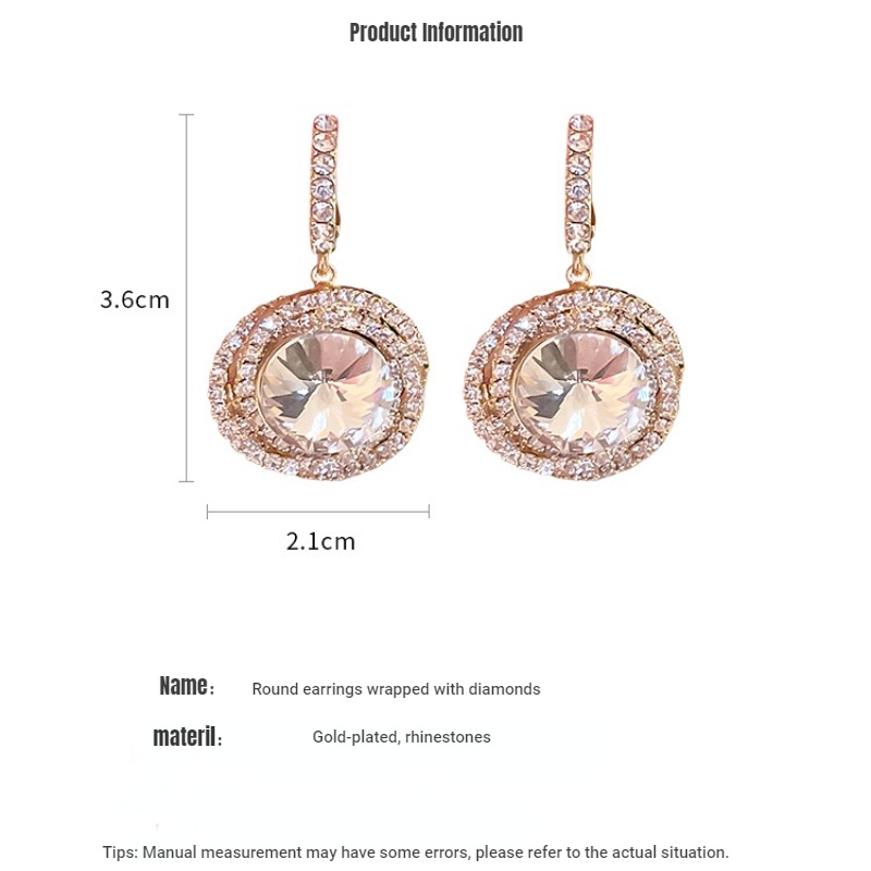 Anting Berlian Penuh Korea Fashion Berlian Dibungkus Anting Bulat Memakai Aksesoris Untuk Wanita