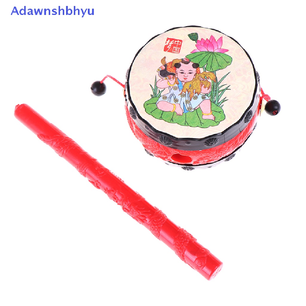 Adhyu 1Pc Mainan spin Tradisional China rattle drum Anak Kartun Bel Tangan Untuk Bayi ID