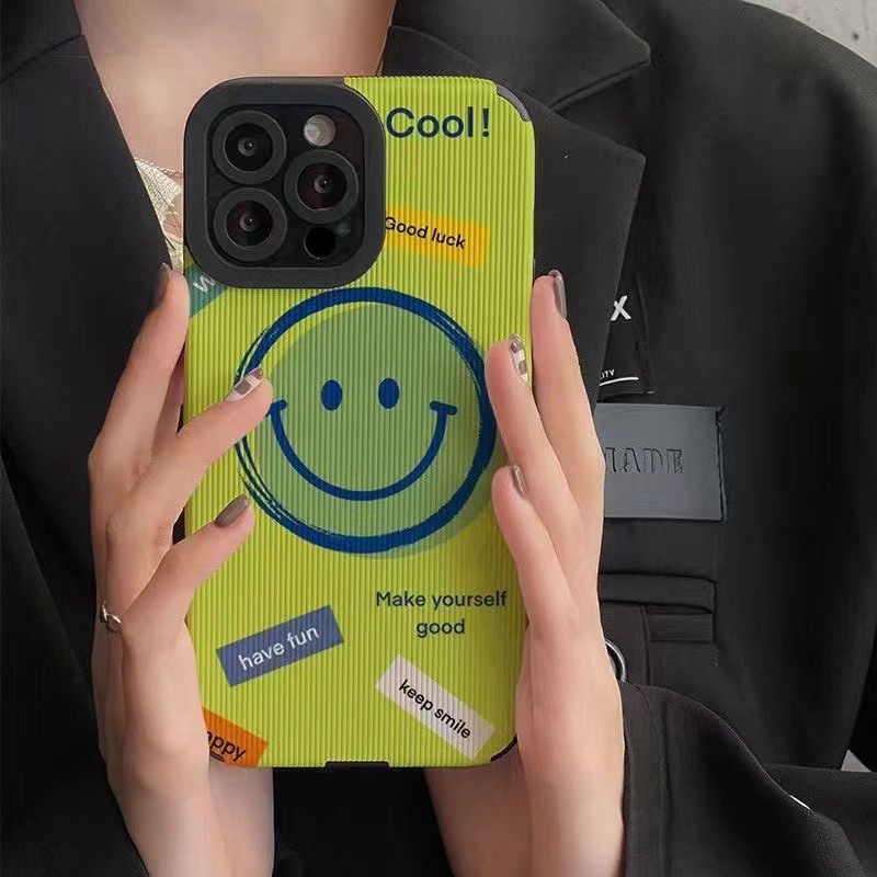 Cool！Green Big Smile Soft Case HP OPPO A91 F11 F9 Pro A3S A9 A5 A31 A53 A33 2020 A7 A5S A12 A11K A52 A92 A83 A55 A56 A55S A95 FTD Stripe Casing Realme C1 X XT Reno 2F 3 5 6 5G