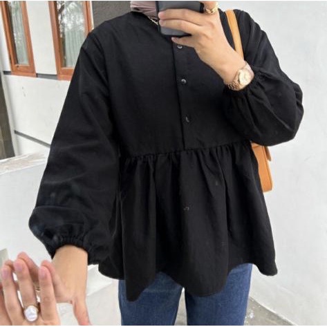 BEFAST - ZFS OOTD WANITA BLOUSE HANY / PEPLUMIA SHAKILA BLOUSE / Pakaian Casual Wanita Hijab Style / Blouse Polos Formal / Outfit Wanita Hijab Style / Fashion kekinian remaja ABG Trendy / Blouse Lengan Panjang Terlaris / OOTD Wanita Kerja