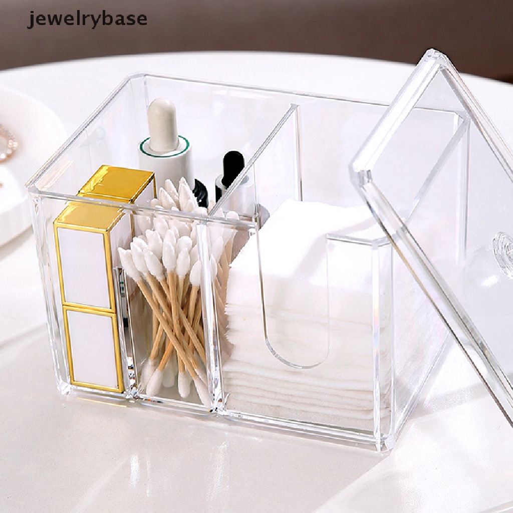 [jewelrybase] Kotak Tempat Penyimpanan Cotton Swabs Plastik Makeup Transparan Cotton Pad Container Butik