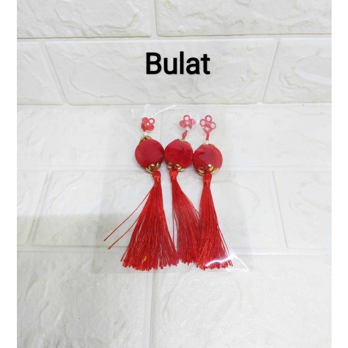 

( 3 pcs) Gantungan Hampers Mote Bludru-Gantungan Cantik Dekorasi Imlek - Merah Lampion