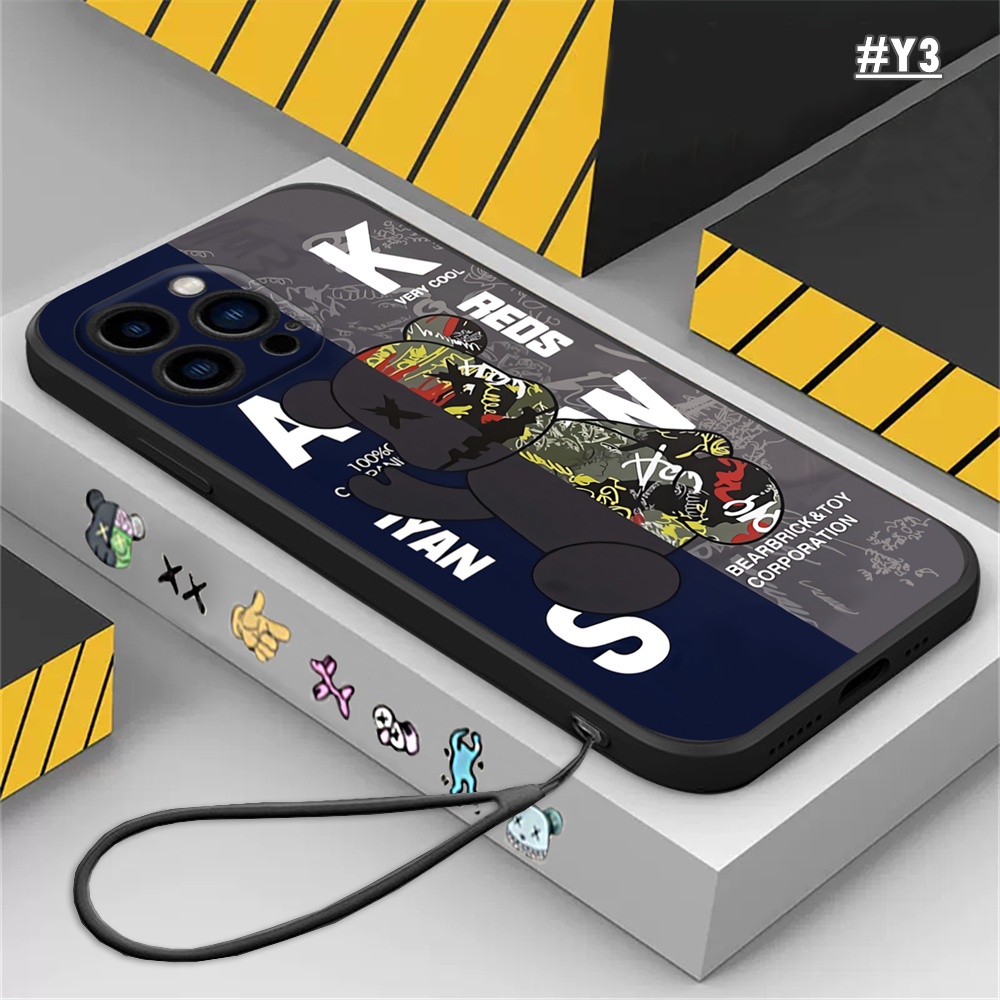 IPHONE Case Fashion Untuk Iphone14 Pro Max Iphone11 12 13 iPhone6 6S 7 8 Plus Xs Max XR SE 2020 Tide Merek Colorful Violent Bear Kaws Shockproof Karet Lembut Penutup Belakang BY