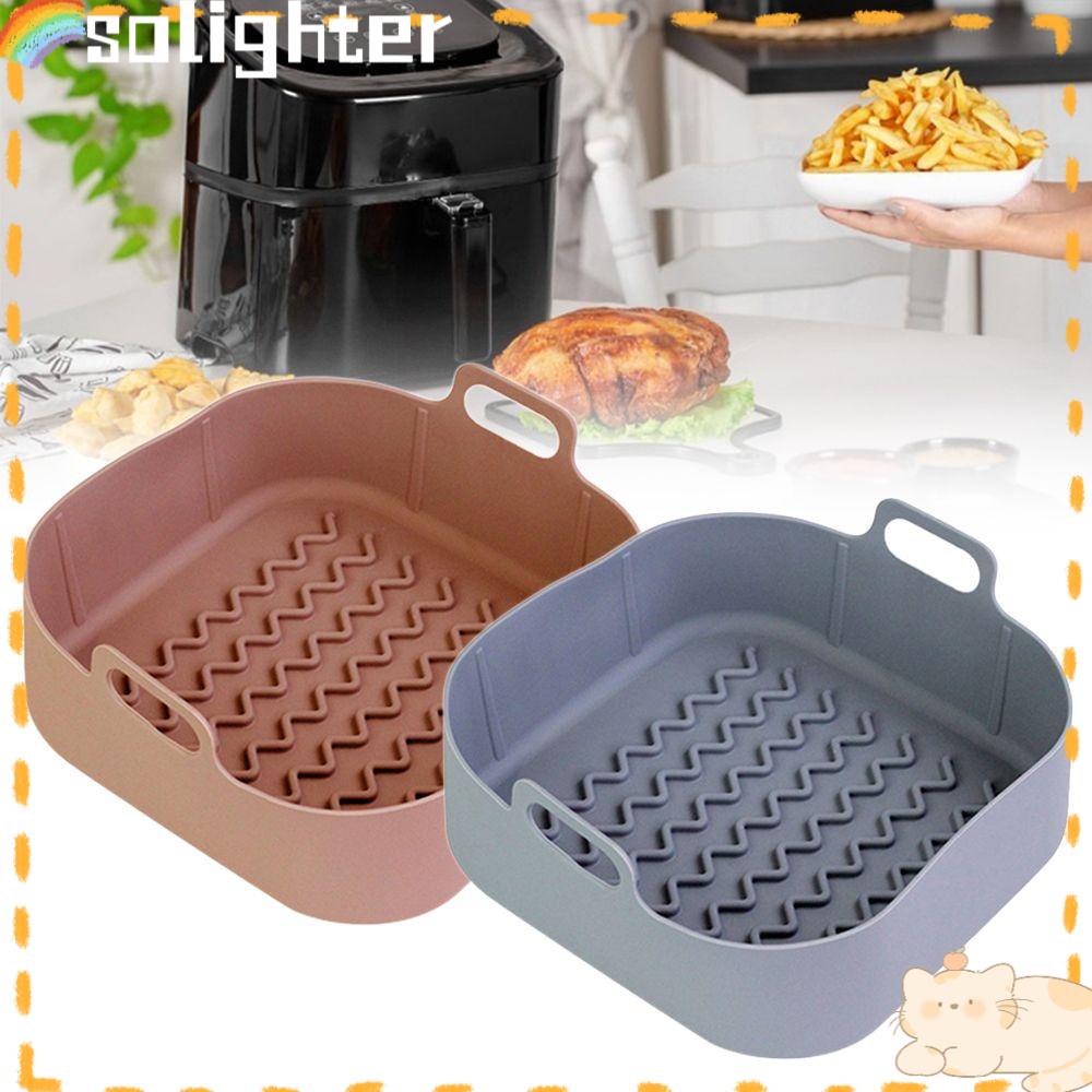 Solighter Square Silicone Pot Pengganti Masak Pizza Plate AirFryer Aksesoris Baking Basket