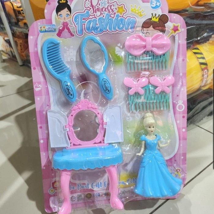 Mainan Anak Perempuan Edukasi Princess Fashion Sisir Sisiran Barbie