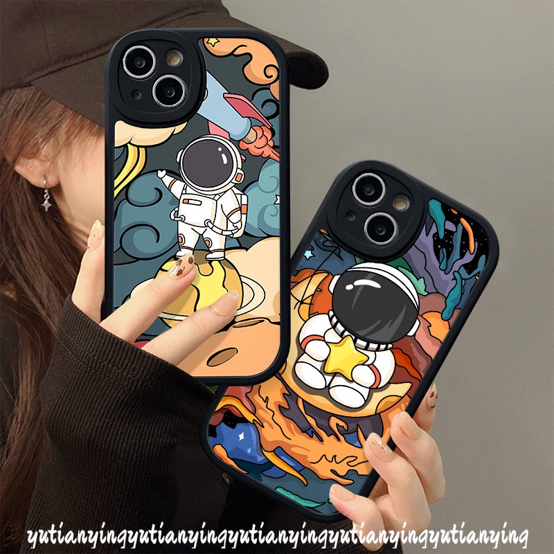 Casing For Infinix Hot 10 Note 8 Hot 9 11 10 Play 11s 10T 10s Cartoon Cute Nasa Astronaut Space Soft Round Lens Phone Case