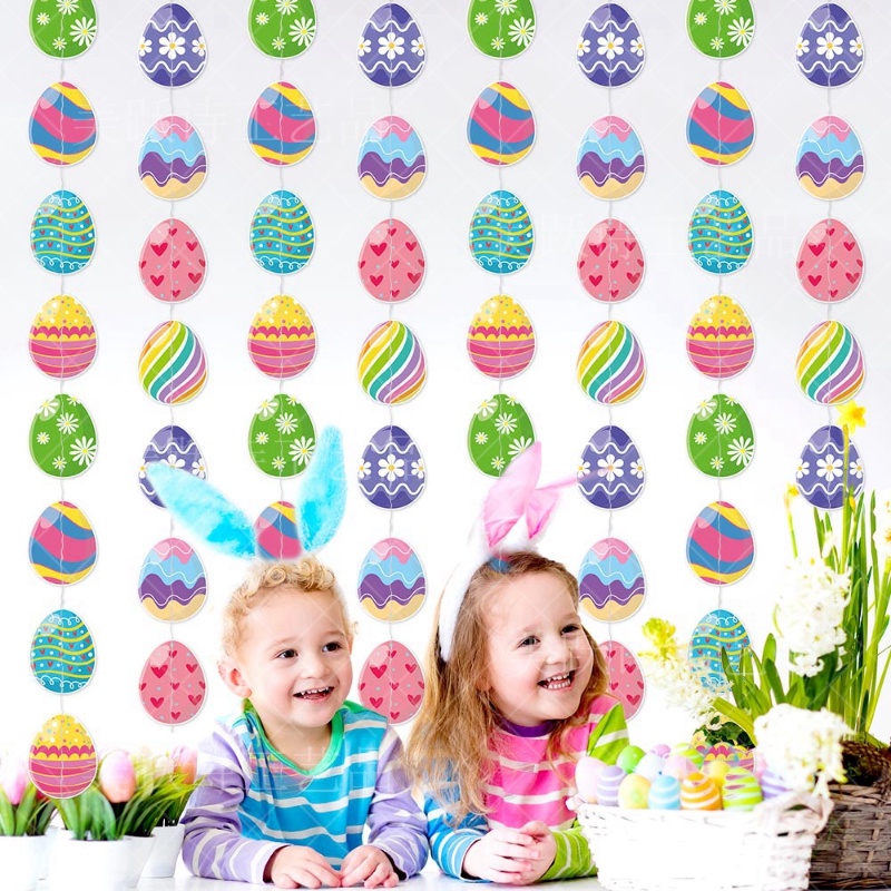 Ornamen Gantung Telur Paskah Musim Semi/Liontin Banner Pesta Happy Easter Untuk Garland Gantung Rumah