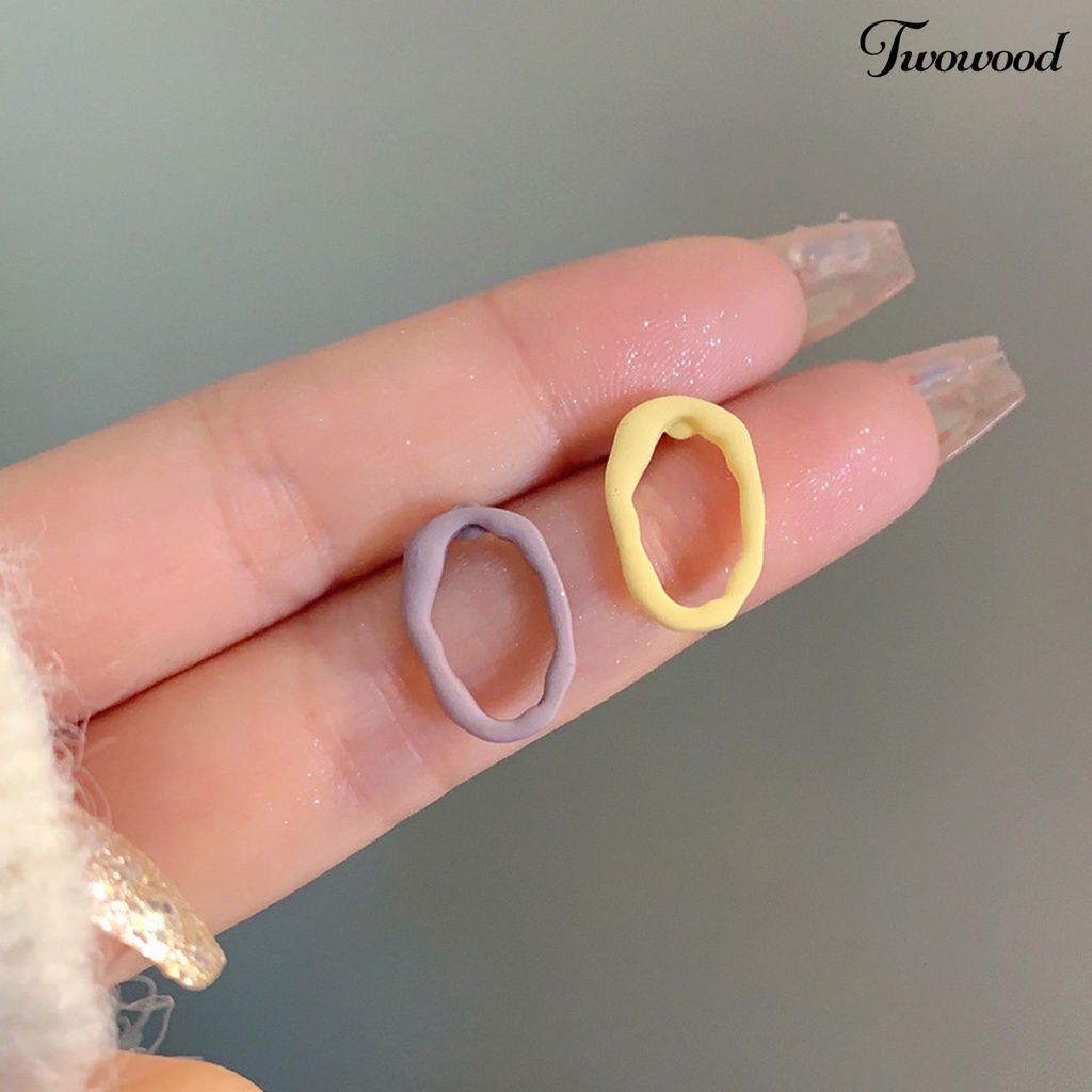 Twowood 1pasang Ear Studs Geometric Irregular Personality Hollow Matte Hadiah Kecil Warna Kontras Wanita Anting Fashion Perhiasan