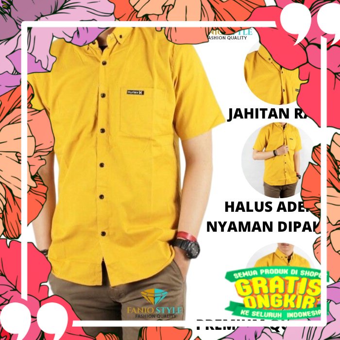 Paling Laris /Kemeja Distro Top Man Polos Pria Lengan Pendek Baju Hem Tangan Lengan Pendek Cowok Dew