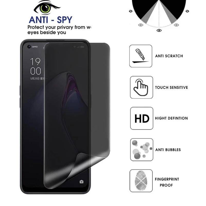 Film Hydrogel Full Cover Anti Spy Untuk OPPO F11 Find X3 X5 K10 Pro Pelindung Layar Privasi Untuk OPPO A1 Pro A17 A1K A31 A5 A9 A53 A54 A57 A73 A74 A76 A77s A91 A92 A93 A95 A96