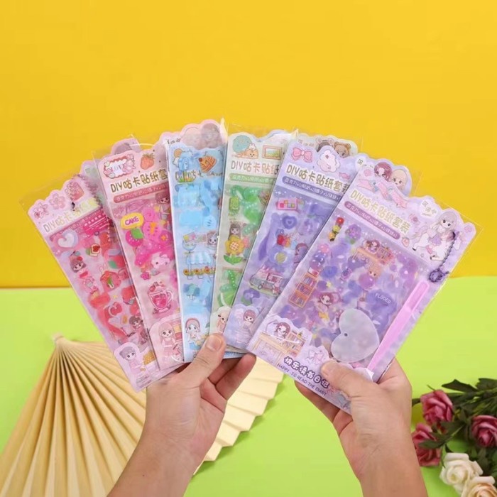 

1 SET STICKER LUCU (FREE TWEEZER DAN GANTUNGAN IMUT) - RANDOM