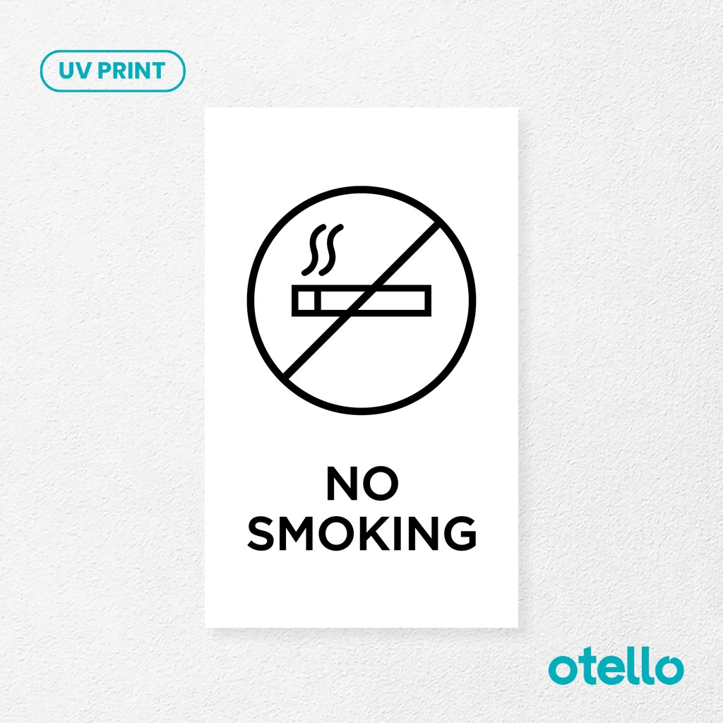 Otello Sign No Smoking Label Akrilik Dilarang Merokok Tempel Signage Petunjuk Nama Ruangan Tanda Penanda Dinding Pintu Ruangan Acrylic Plat Aklirik Peringatan Larangan