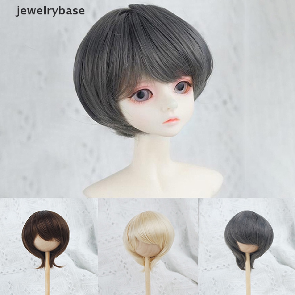 [jewelrybase] 1per3boneka Wig Pendek Lurus Rambut Lingkar Kepala 21.5-23cm Aksesoris Boneka Butik