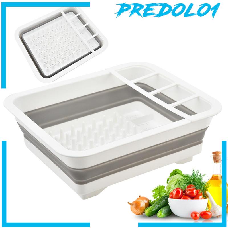 [Predolo1] Dinnerware Drainer Organizer Separate Grid Folding for Spoons Dishes Counter