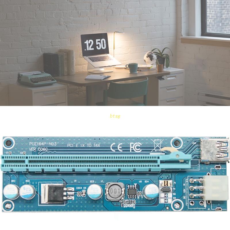 Kartu Riser btsg PCI-E 006pci Untuk Express 1X to16X Extension USB3.0 Cable 4Pin C