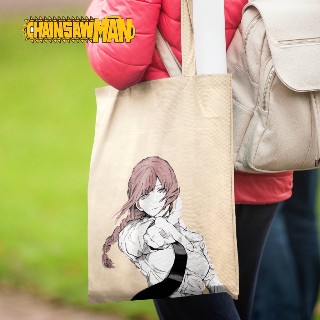 Totebag Anime Chainsaw man Makima Tote bag premium Totebag zipper totebag velcro Termurah tote bag resleting