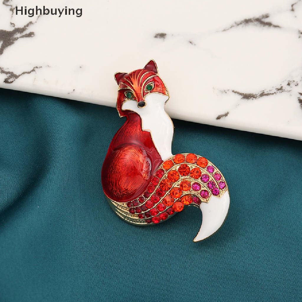 Hbid Vintage Berlian Imitasi Enamel Fox Bros Temperamen Kepribadian Multi-Warna Bros Logam Hewan Korsase Kerah Pin Syal Tas Pakaian Perhiasan Hadiah Glory