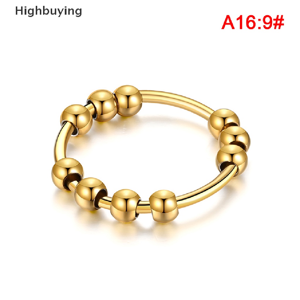 Hbid Baru Stainless Steel Manik-Manik Kecemasan Cincin Stress Relief Gelisah Rings Untuk Wanita Pria INS Gaya Sederhana Fashion Perhiasan Hadiah Tren Glory