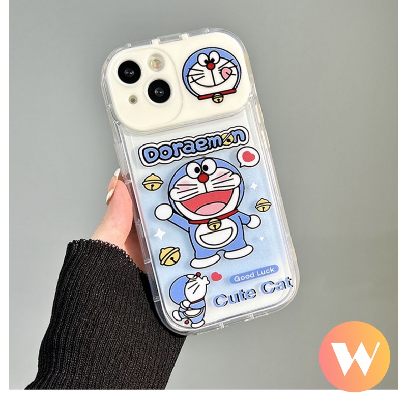 Kartun Kucing Lucu Doraemon Soft Case Kompatibel Untuk IPhone 7Plus 11 12 14 13 Pro Max XR 8 7 Plus X XS Max SE 2020 Flip Make Up Cermin Belakang Full Cover