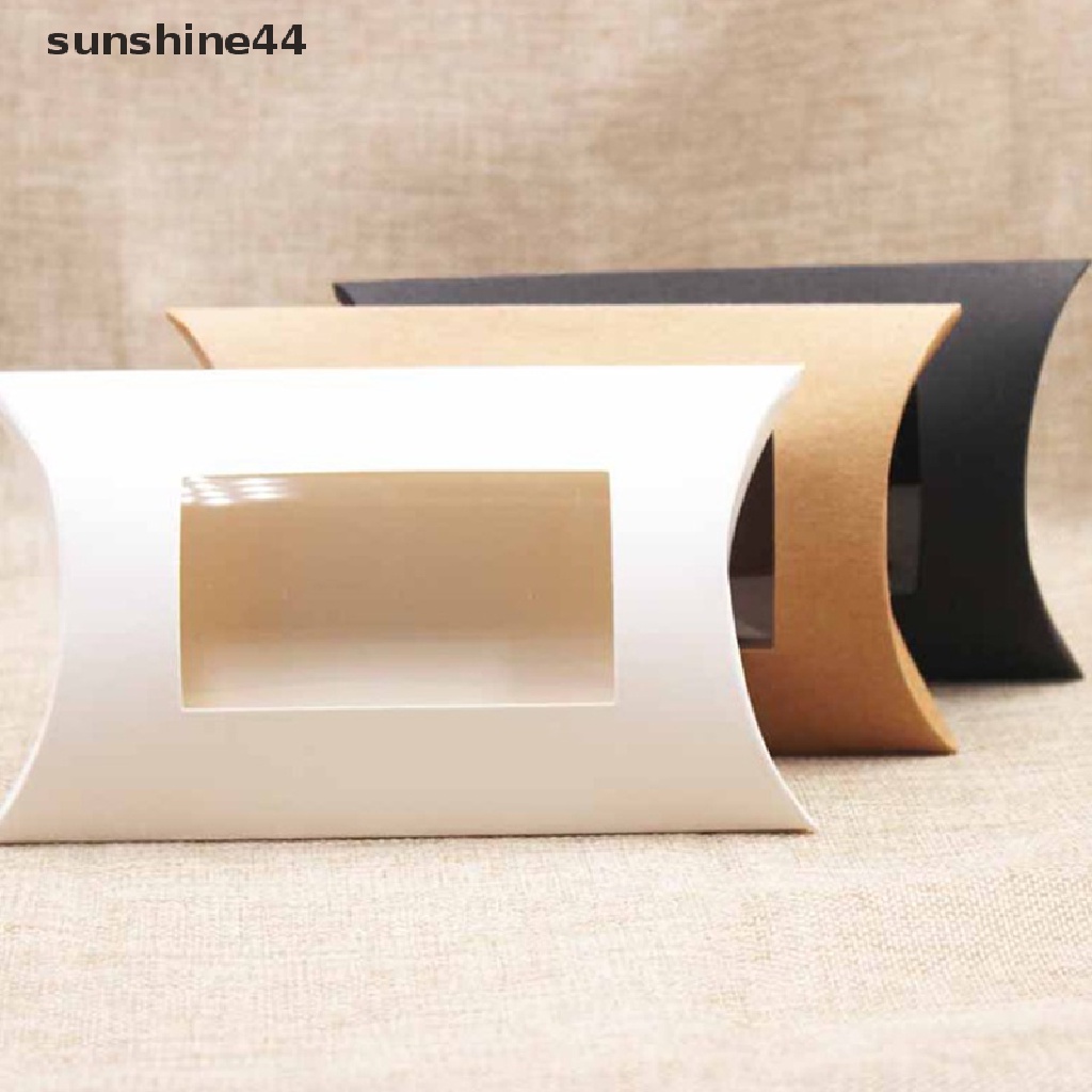 Sunshine 10Pcs Cookie Candy Box Dengan Jendela Wedding Kraft Paper Gift Packaging Boxes ID