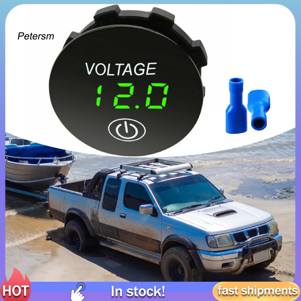 Pp Lampu LED Voltmeter Digital Untuk Caravans Lampu LED Balap Mobil Meteran Digital Proteksi Sambungan Terbalik