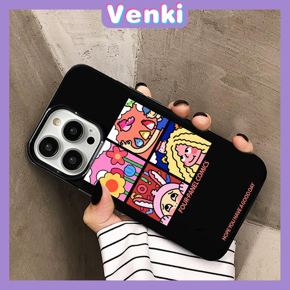 iPhone Case Soft TPU Glossy Black Candy Case Cute Four-panel Comic Camera Protection Shockproof For iPhone 14 13 12 11 Pro Max 7 8 Plus X XR