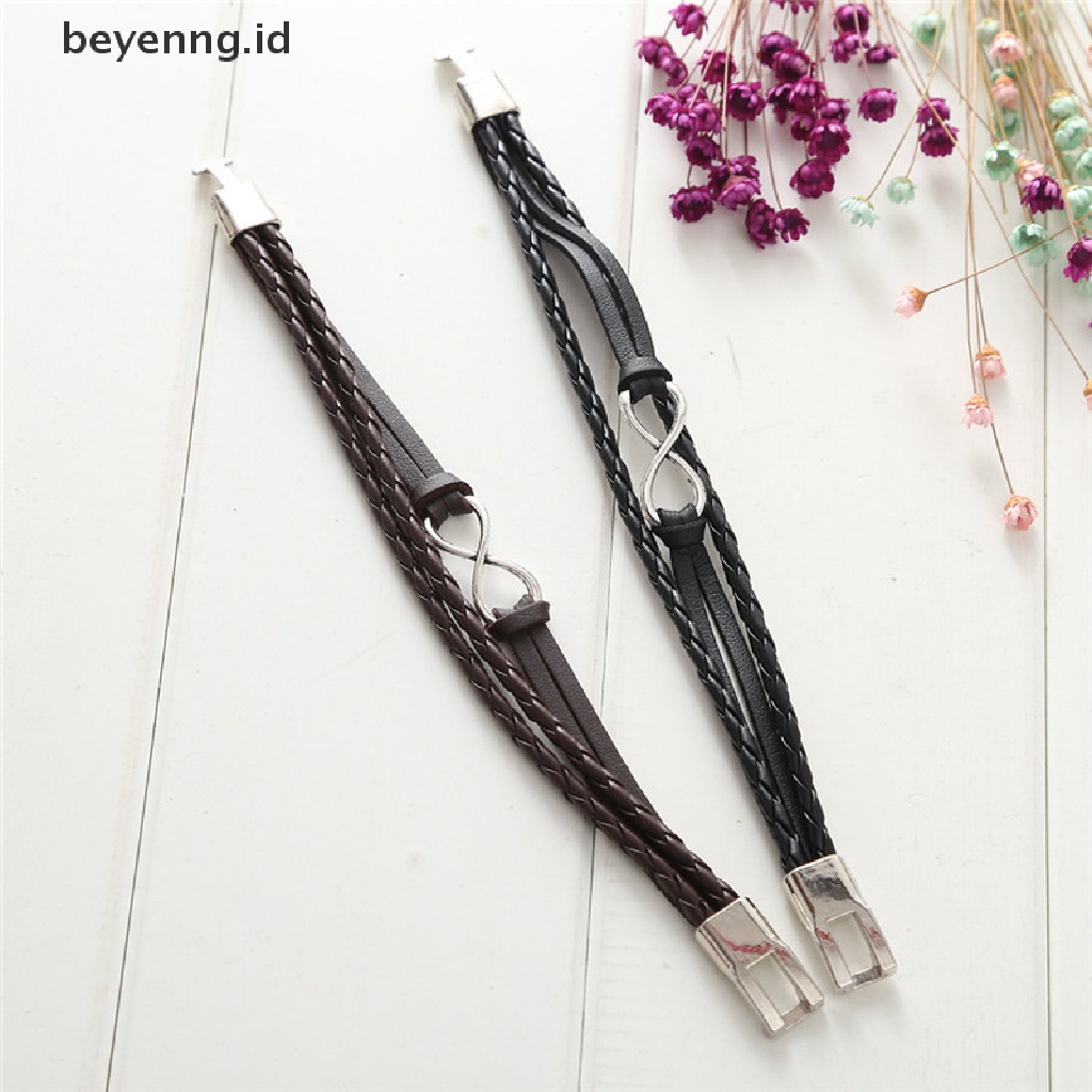 Beyen Infinity Bracelets Tangan Braided Ch Tali Kulit Bangles Gelang Wanita ID