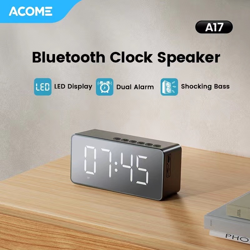 Acome A17 Speaker Bluetooth 5.2 LED Display / Speaker Jam Alarm LED - Garansi Resmi 1 Tahun