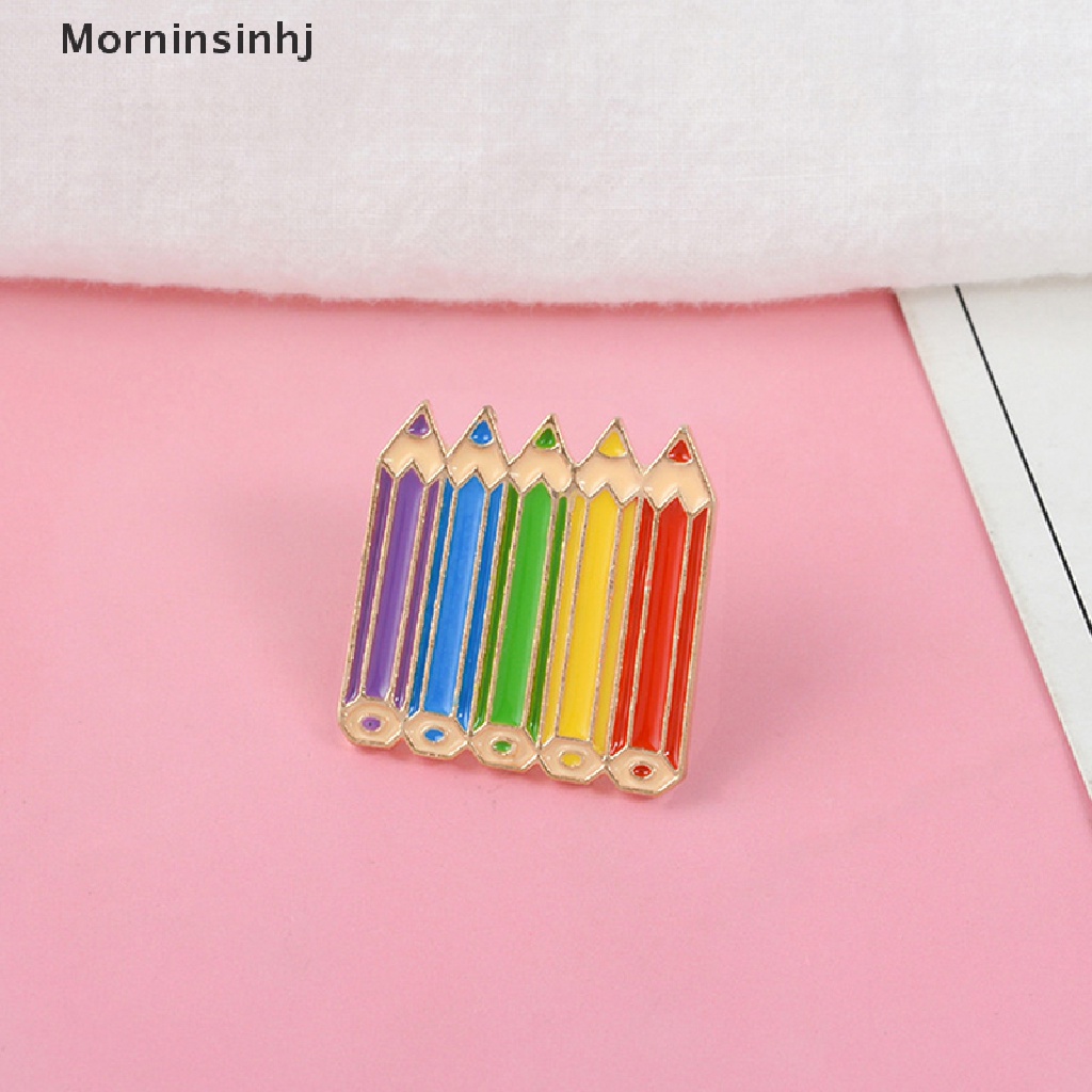 Mornin Pensil Berwarna Enamel pin Masa Kecil Manis Lucu Lencana Bros Kerah pin Denim Baju Kerah Kartun Perhiasan Hadiah Anak Perempuan Teman id