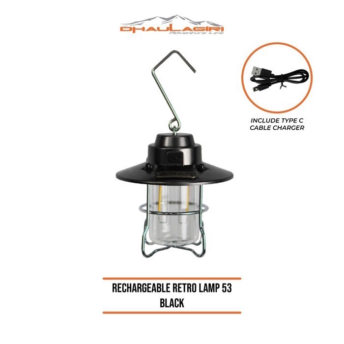 Lampu Tenda Retro Camping Lamp 53 Dhaulagiri Bisa Dicas Rechargeable