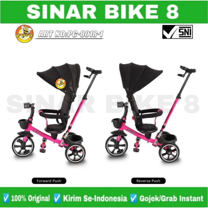 Sepeda Anak Roda Tiga PACIFIC PC 8018 1 Kursi Putar Tricycle Anak