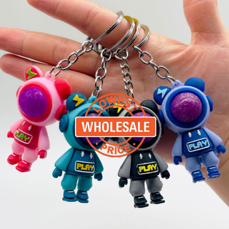 [Harga Grosir] Teman Anak Populer Souvenir Hadiah Keren Berkedip Beruang Gantungan Kunci Ransel Kunci Mobil Hiasan Gantung Boneka Liontin Couple Keychain