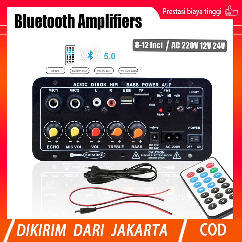 (Pengiriman 24 Jam)400w Amplifier Board 8-12 Inci Bluetooth Amplifiers Stereo Papan Subwoofer Dual AC 200v/12v/24v Karaoke Power Stereo Bass Audio Mendukung USB Radio TF DIY Subwoofer