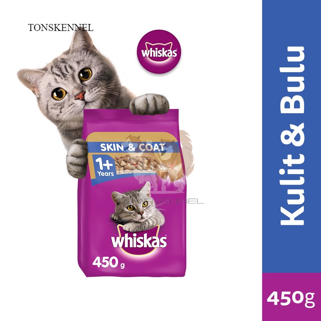 WHISKAS Skin &amp; Coat 1.1kg 1.1 kg Makanan Kucing Kering  untuk Kucing Dewasa - Makanan Kucing  untuk Menjaga Kesehatan Kulit dan Bulu