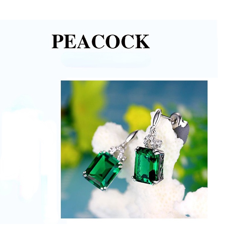 Goldkingdom Fashion Perhiasan Aksesoris Ready Stock Perak Disepuh Zamrud Anting Batu Permata Warna-Warni Turmalin Anting Perempuan Earrings Jewelry.