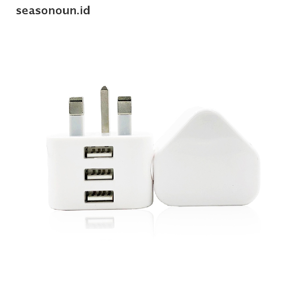 Seasonoun Colokan Dinding Universal UK Power 3pin Adapter Charger Dengan 1per2 /3 Port USB Charging Untuk Ponsel Tablet Portable Charger Dinding Mini.