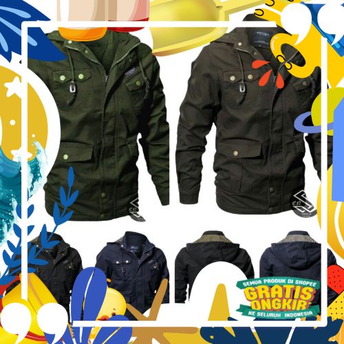 Jaket Parka Pria Sakura Sensor/ merah putih biru polos