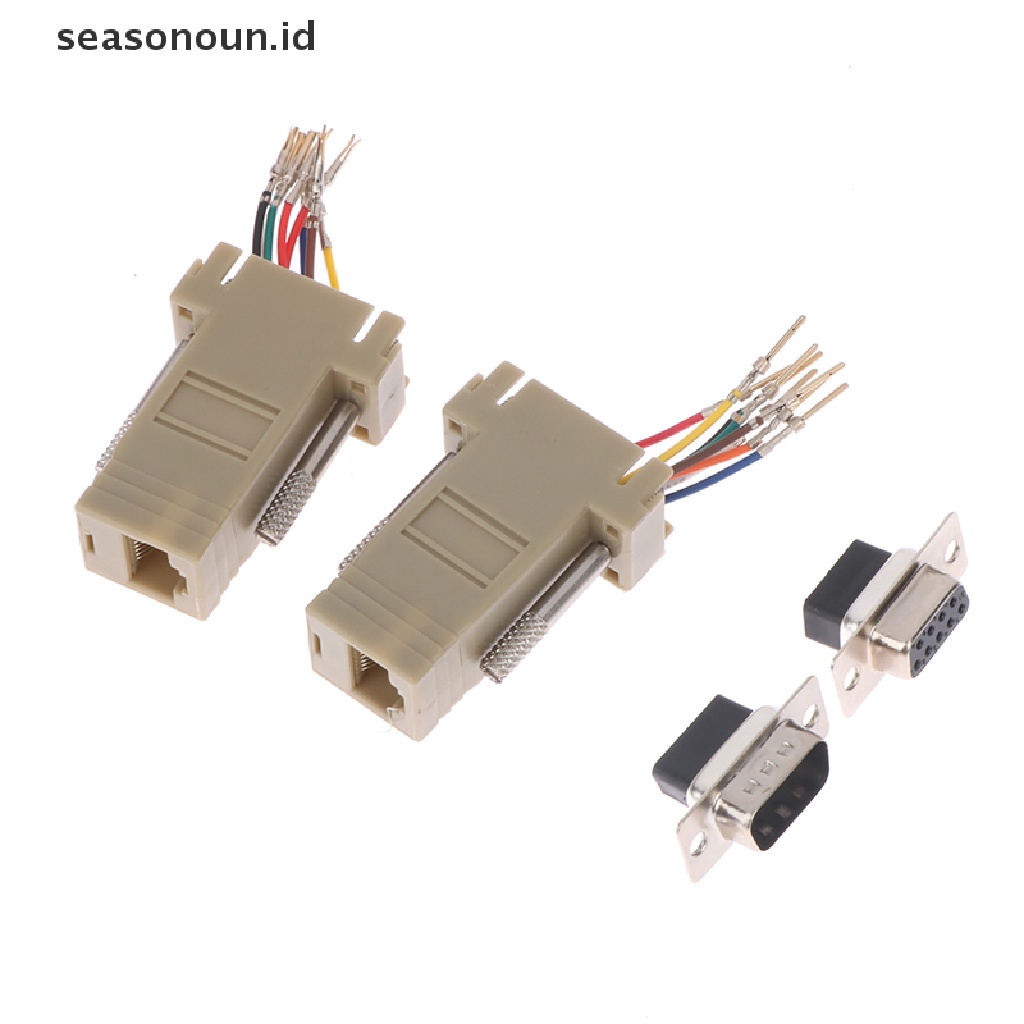 Seasonoun Konektor Adapter 9pin DB9 RS232 Male Female To RJ45 DB9 Untuk Komputer.