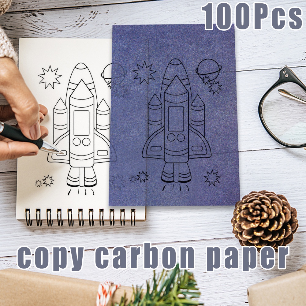 100 Pcs Hitam Biru A4 Copy Carbon Paper Reusable Painting Aksesoris Painting Tracing Paper Alat Tulis Keuangan Copy Paper Perlengkapan Kantor Sekolah