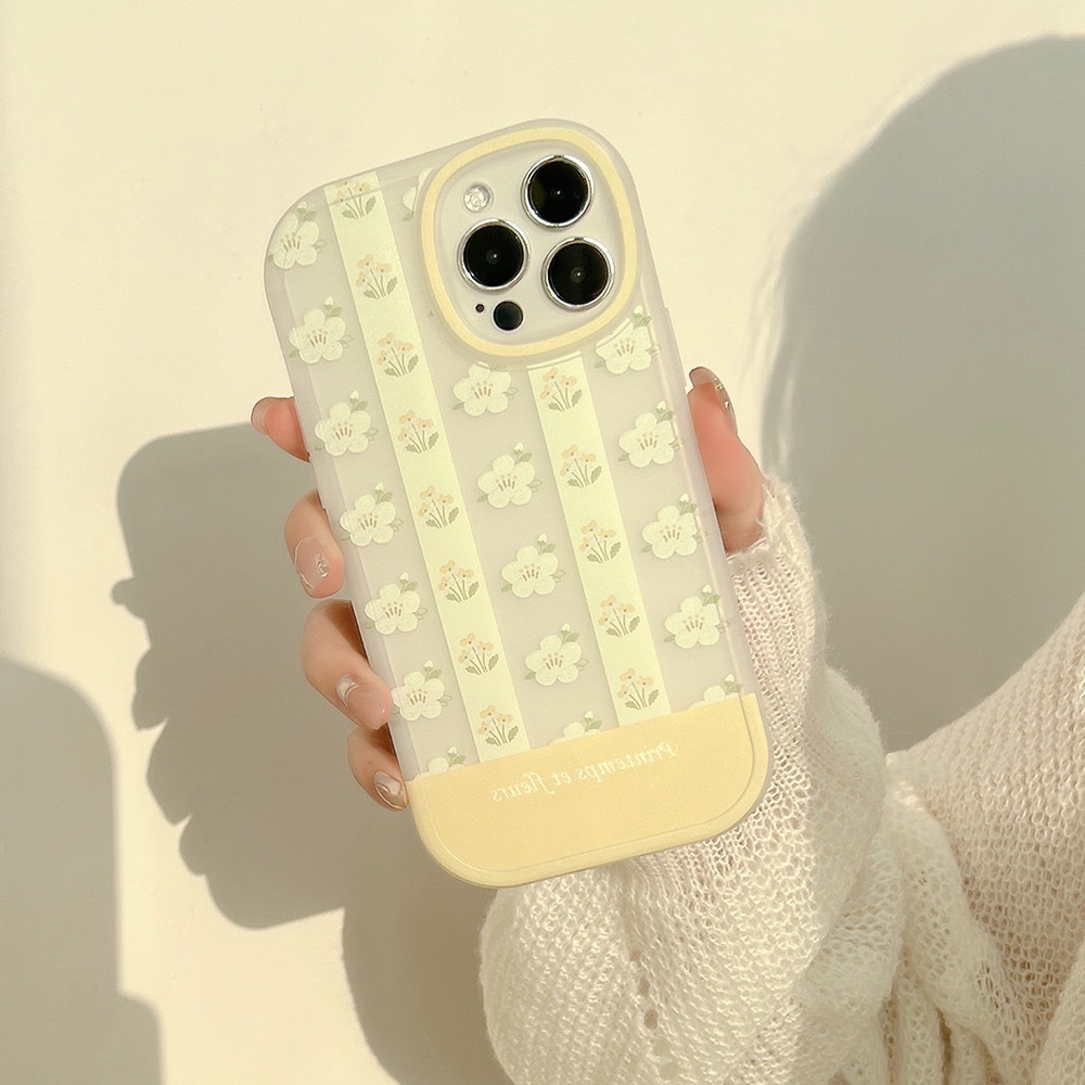 IPHONE [Big Eye] Soft Case TPU Anti Slip Untuk Iphone7Plus8 Plus X XS XR XS Max11 13 12 14 PRO Max 14 Plus Ins Fashion Yellow Flower Bow