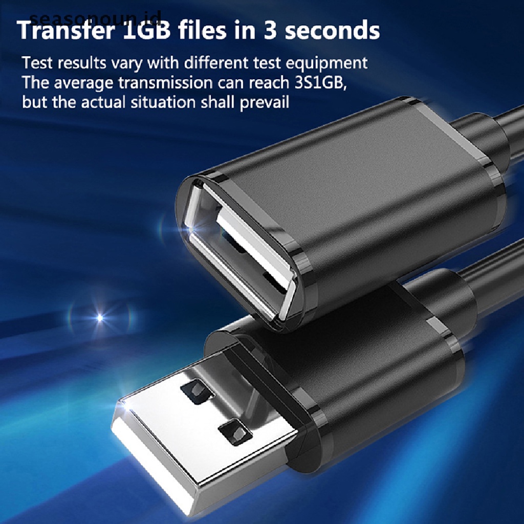 Seasonoun Extension USB 2.0 Cable USB to USB Cable Extender Kabel Data Fast Speed Transmission Extender Kabel Data Pria Ke Wanita.
