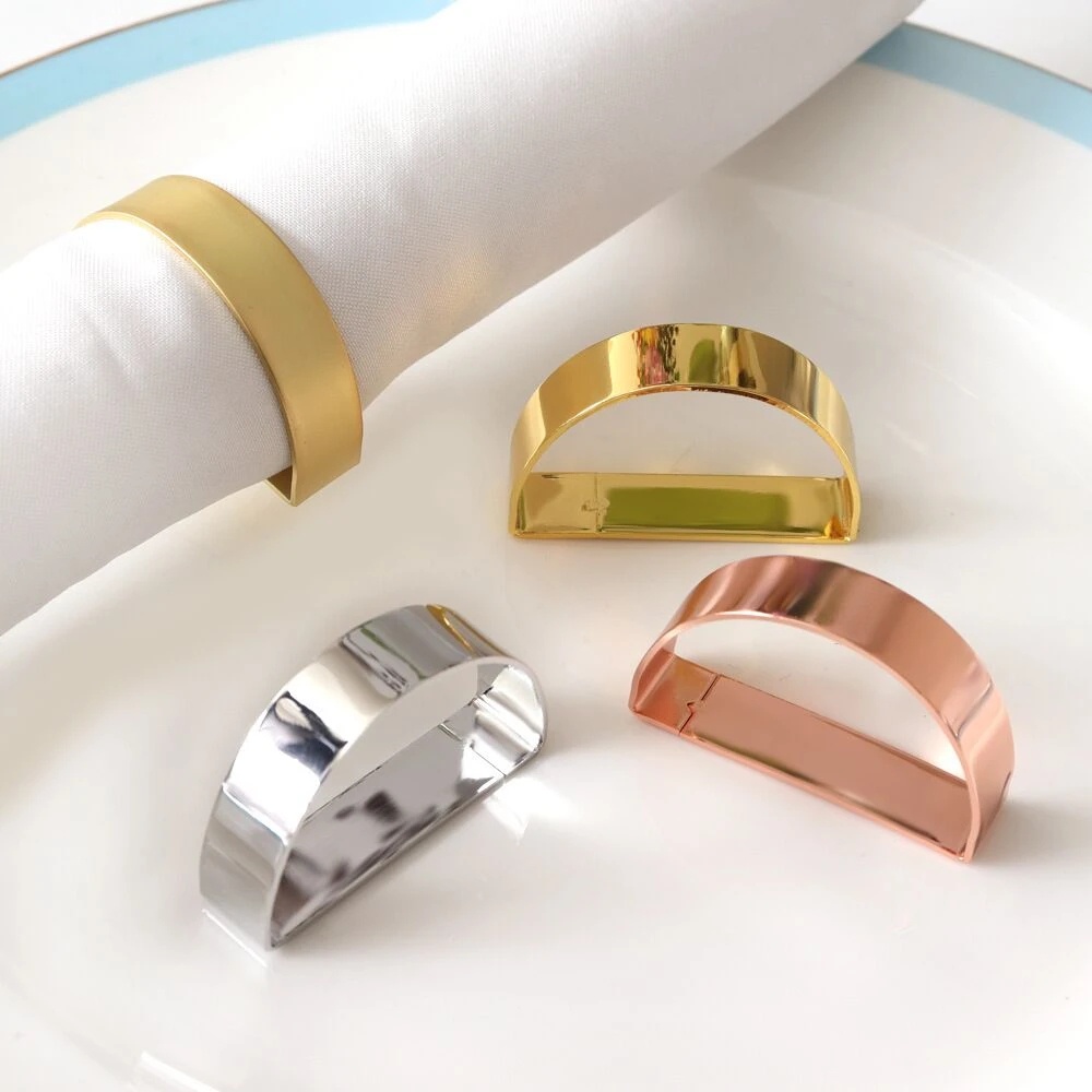 Gesper Serbet Setengah Lingkaran Logam/Western Restaurant Buckle Napkin Ring Dekorasi Meja