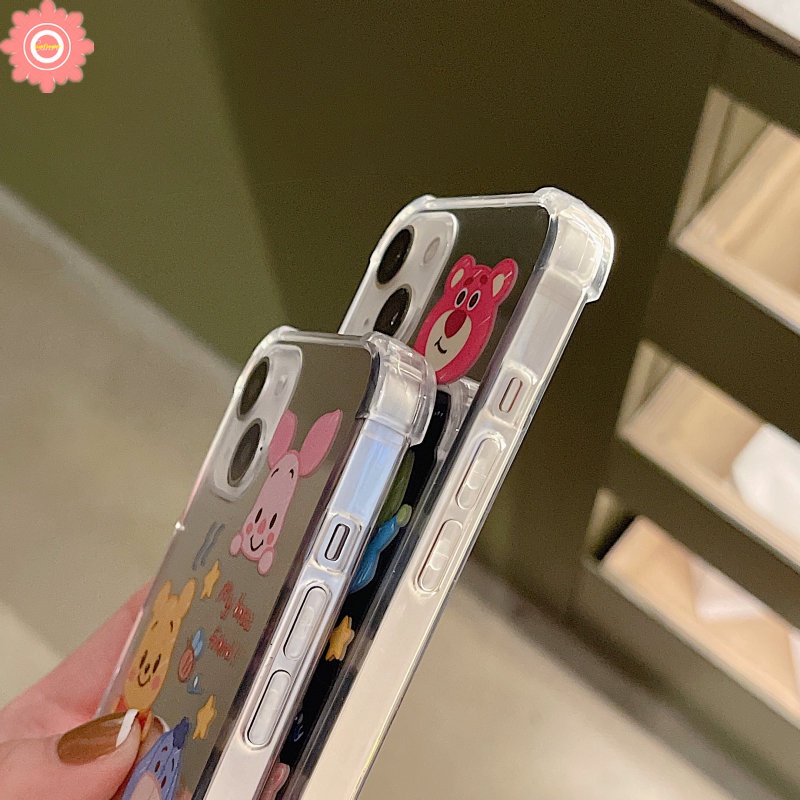 Cermin Make Up Kartun Disney Manyo Case Kompatibel Untuk iPhone 7plus7 8 Plus 8plus 12 13 Pro MAX 11 Pro MAX XR X XS MAX SE Winnie The Pooh Cerita Mainan Lucu Shockproof Cover Case